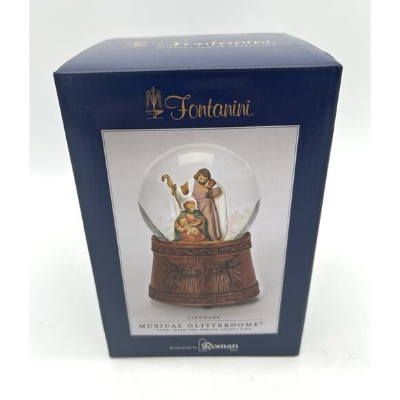 New Fontanini Holy Family Musical Glitterdome Plays Hark The Herald Angel Sings - Picture 6 of 10